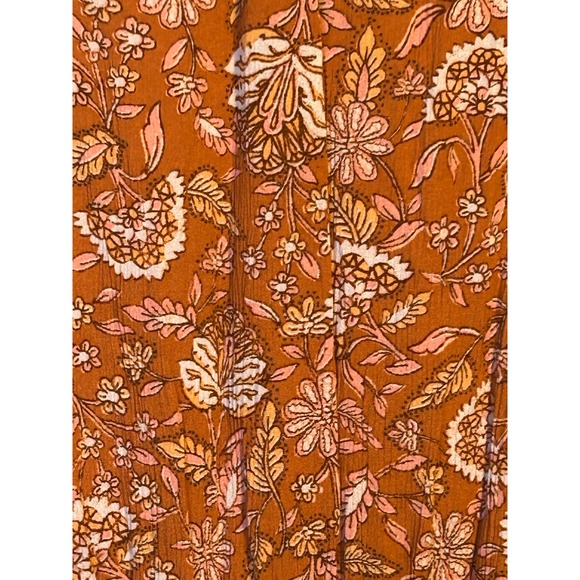 Knox Rose Orange Floral Print Tie Neck Midi Dress Women's Size S Cottage Core - Picture 6 of 6